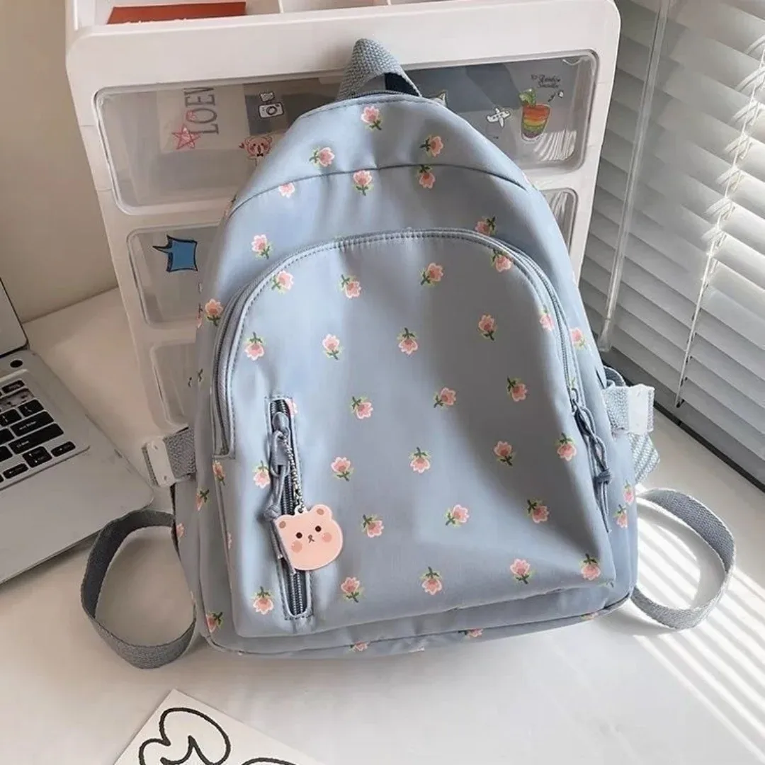 petit sac à dos imprimé de fleurs fraîches pour femmes et filles, style coréen, sac à dos pour écolières, sac à dos décontracté mignon et petit