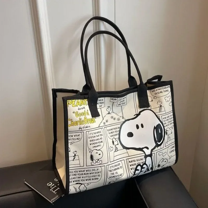 Sac à bandoulière Snoopy grande capacité pour femme, sac en toile polyvalent, sac fourre-tout pour étudiant, sac à main pour les sorties