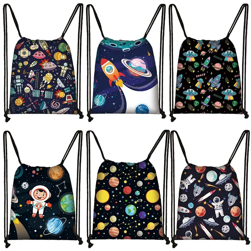 Spacvier-Sac à dos imprimé pilote pour femme, astronome OVNI, proximité wstring, sac de rangement pour chaussures de voyage, support de livre pour adolescent, cadeau