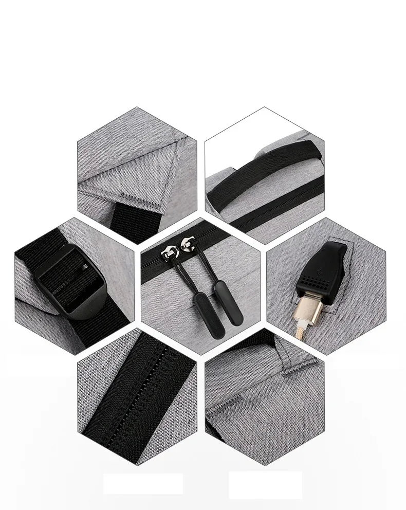 sac à dos d'affaires pour hommes, sac d'école décontracté pour étudiants, sac d'ordinateur étanche, sac de sport, sac de voyage 16 pouces avec port de chargement usb