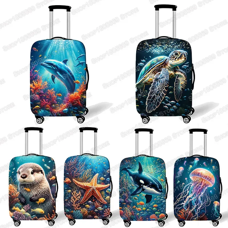 Housse de protection pour bagages, motif dauphin/tortue/poulpe/étoile de mer, animaux océan, accessoires de voyage, 18-32 pouces