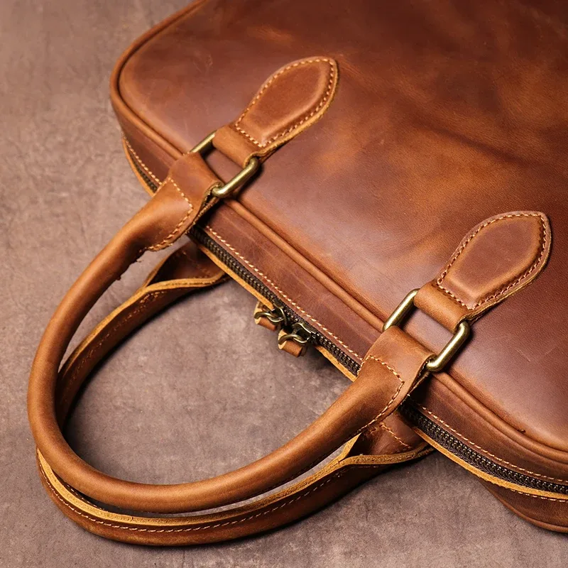 luokir-sac à main en cuir de vachette pour homme, sac d'ordinateur de bureau décontracté, sac à main en cuir de haute qualité, simple, élan, cheval, bombes, document gt, vintage