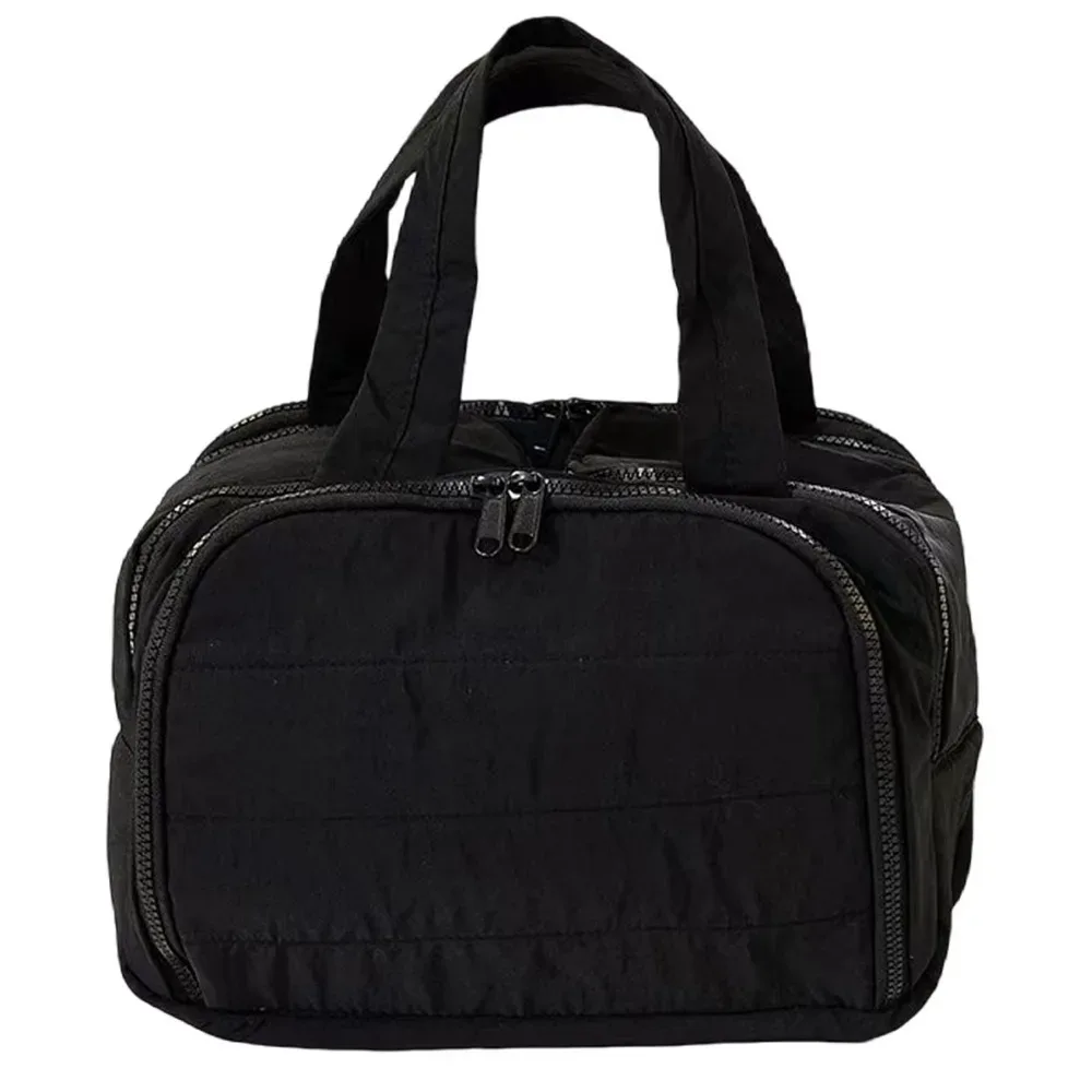 sac de toilette de voyage multi-poches avec fermeture éclair, poignée confortable, compartiments séparés pour articles secs et humides, ouverture double face