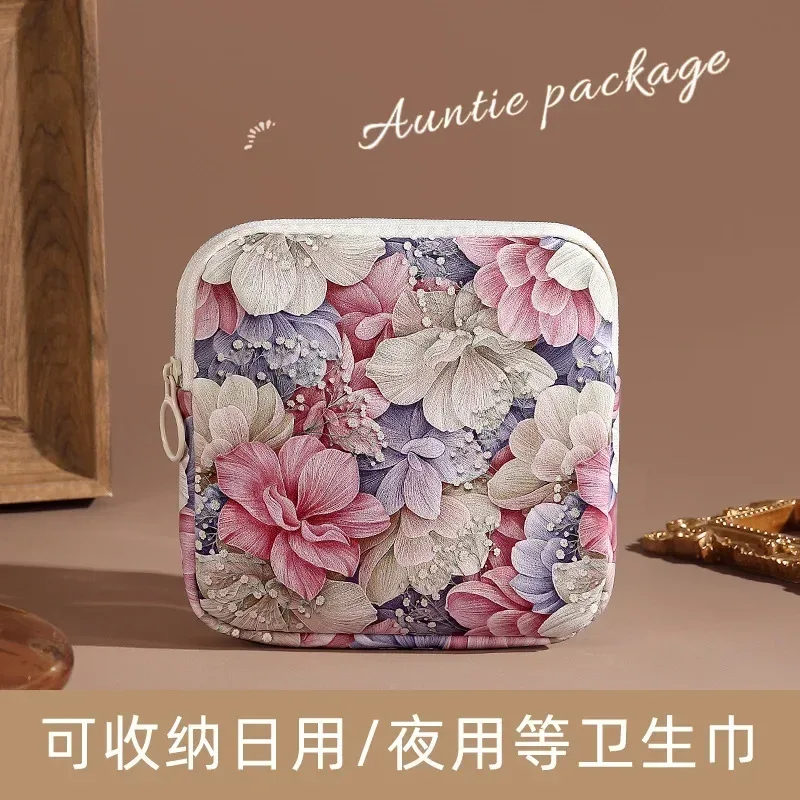 sac de maquillage cosmétique créatif, porte-monnaie de grande capacité, sac pour serviettes hygiéniques, mini organisateur de câbles de données portables pour femmes et filles
