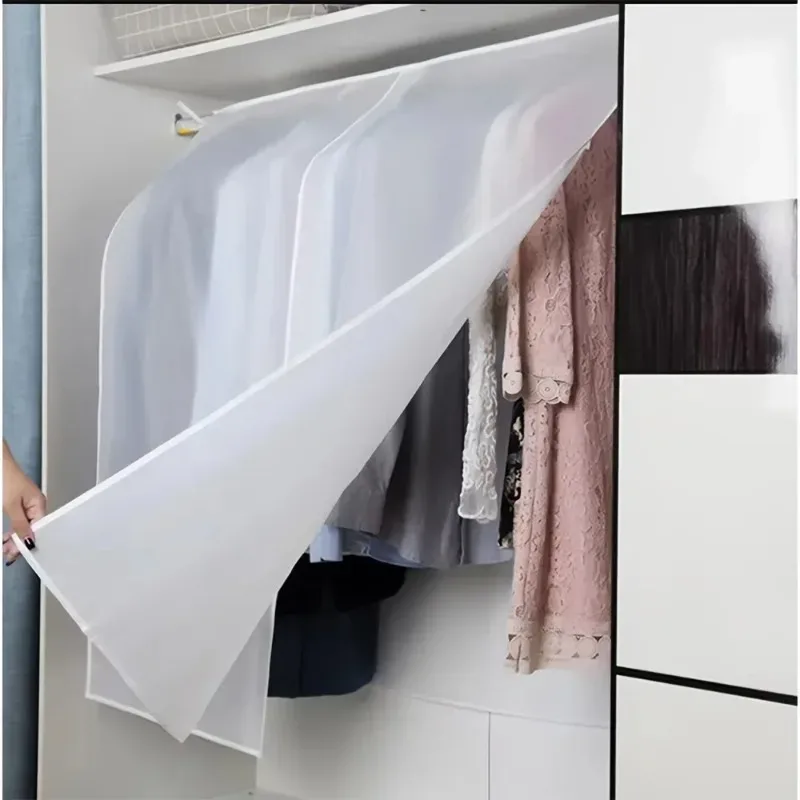 housse anti-poussière semi-transparente pour vêtements - sac à vêtements suspendu pour le rangement des manteaux et des costumes dans le placard