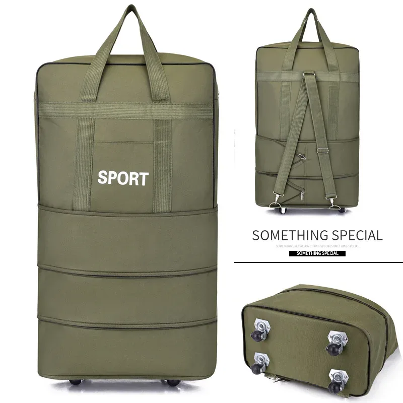 sac à bagages de voyage à air vérifié, roue universelle pliable, rangement mobile, oxford, cubes d'emballage étanches