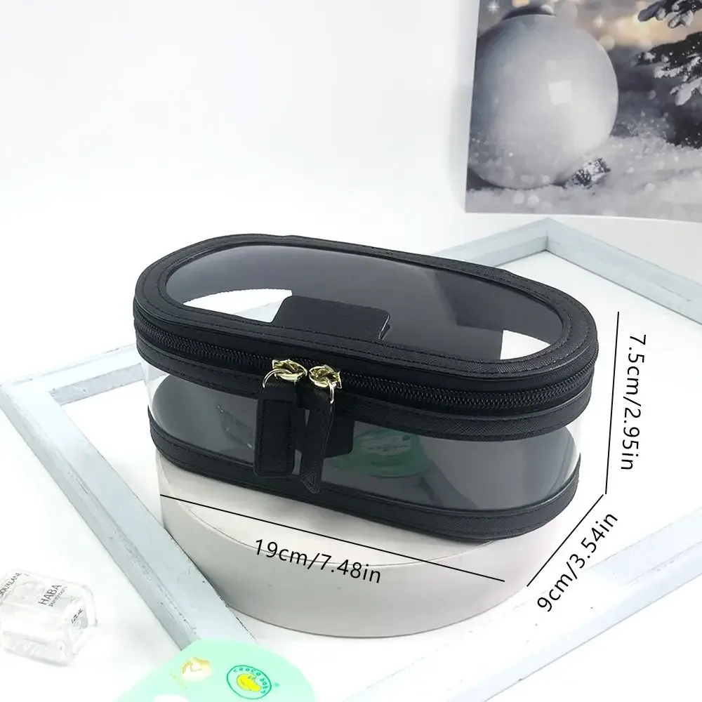 trousse de toilette transparente, sac à cosmétiques avec fenêtre transparente, organisateur de cosmétiques à double fermeture éclair, outils de beauté portables