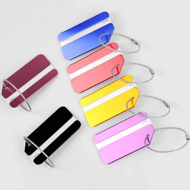 1 pièce étiquette de bagage unisexe en métal, portable, porte-adresse et identification pour valise, accessoires de voyage, livraison directe