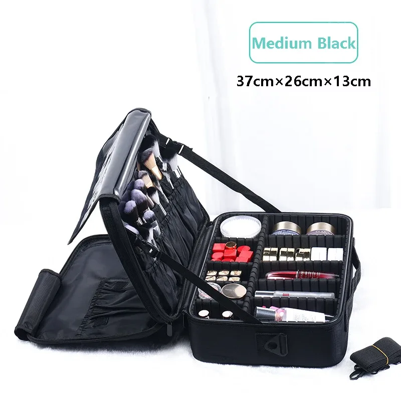 trousse de maquillage de grande capacité, 3 tailles, organisateur de cosmétiques, sac à brosses, étui de train de barbier pour artistes de maquilleurs, ensembles de coupe-cheveux