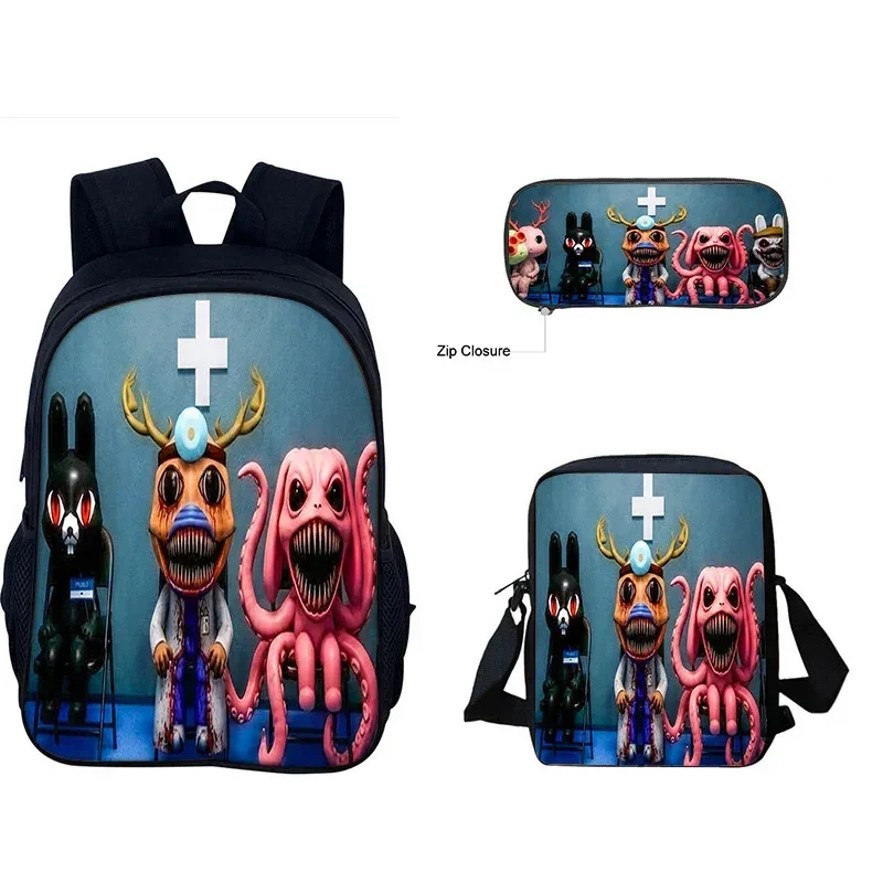 ensemble de 3 sacs d'école à thème animalier pour enfants, sac à dos, sac bandoulière et trousse à crayons, pour garçons et filles de primaire et collège, idéal comme cadeau
