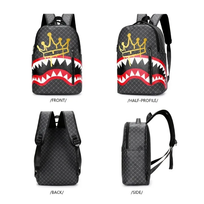 nouveau sac à bandoulière décontracté shark business grande capacité, sac à dos pour hommes, sac d'école, sac de voyage