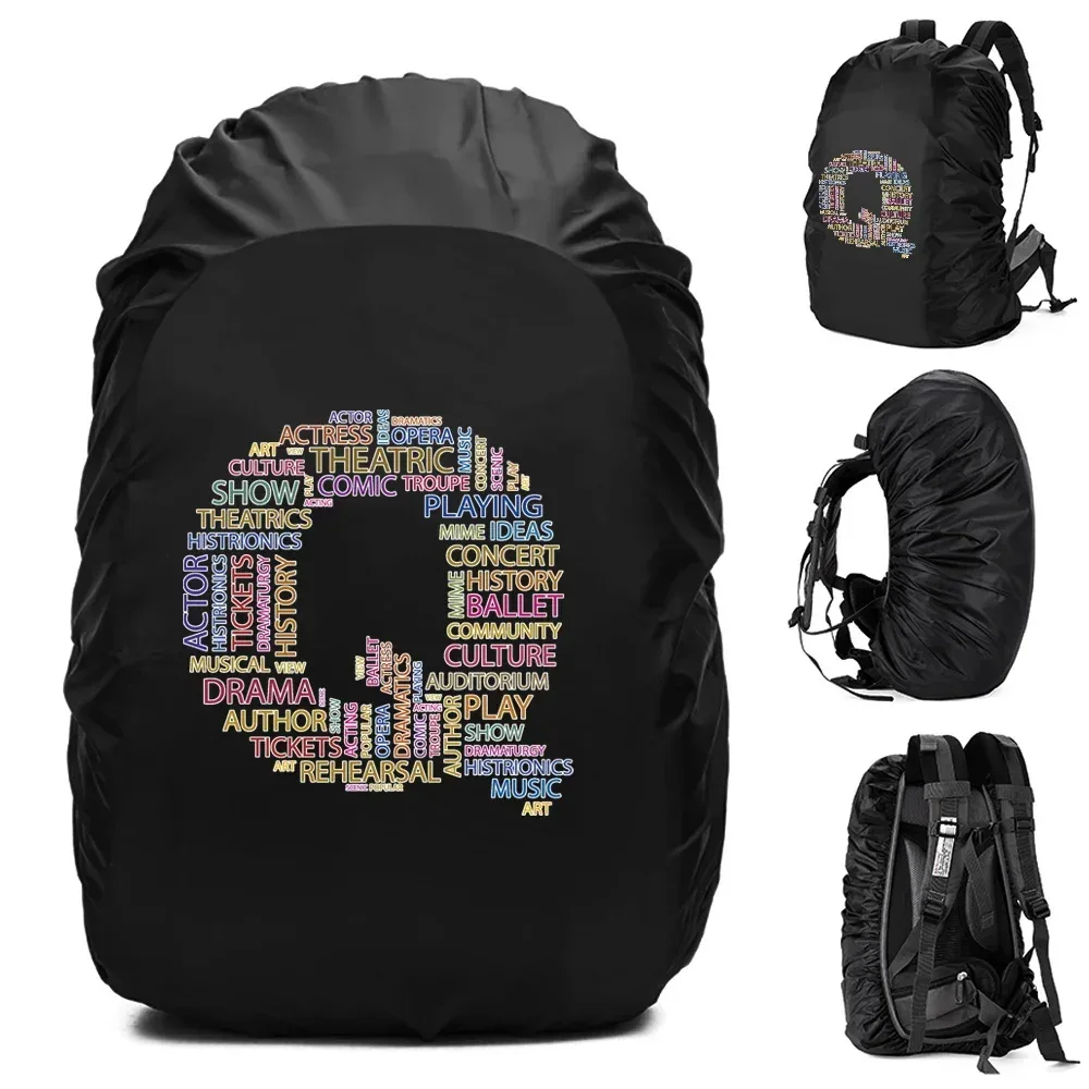 sac à dos imperméable pour homme, housse de pluie, camping en plein air, randonnée, escalade, sac à dos anti-poussière, texte imprimé, 20-70 l