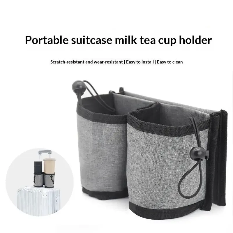 1 pièce Support de voyage pour tasses et boissons, durable, mains libres, compatible avec toutes les poignées de valise, pour lait, thé, café