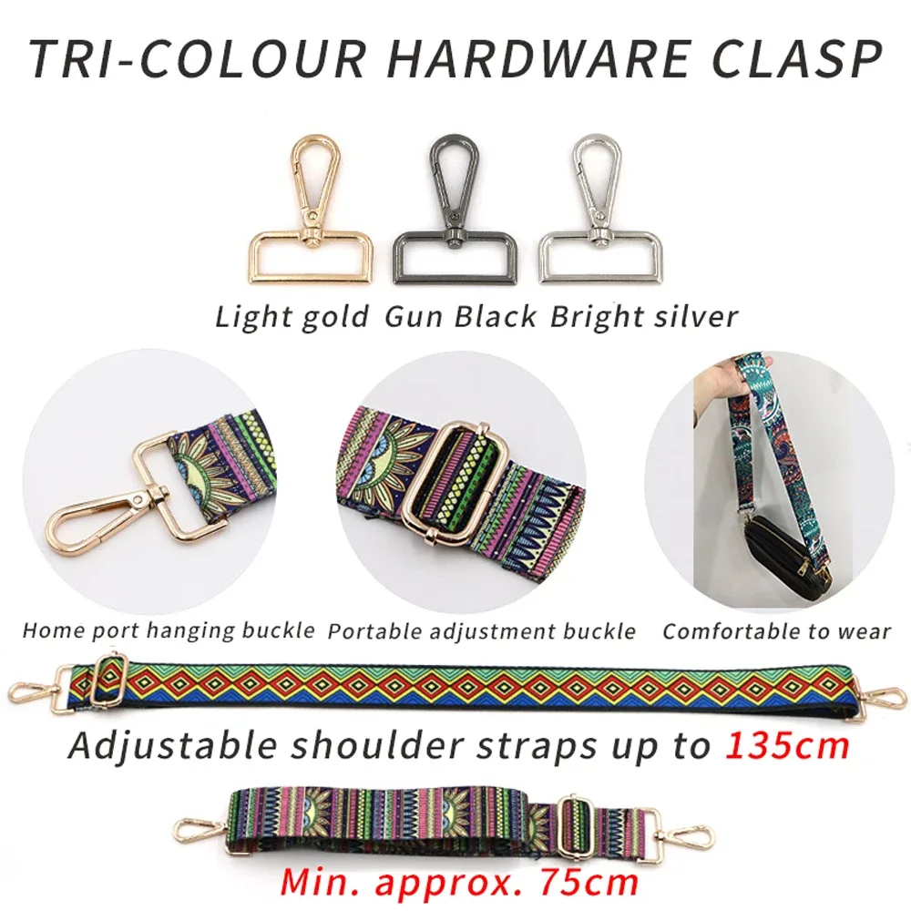 sac à main de remplacement brodé pour femmes, sacoche à bandoulière large, accessoires, sangle d'épaule réglable, largeur 3.8cm