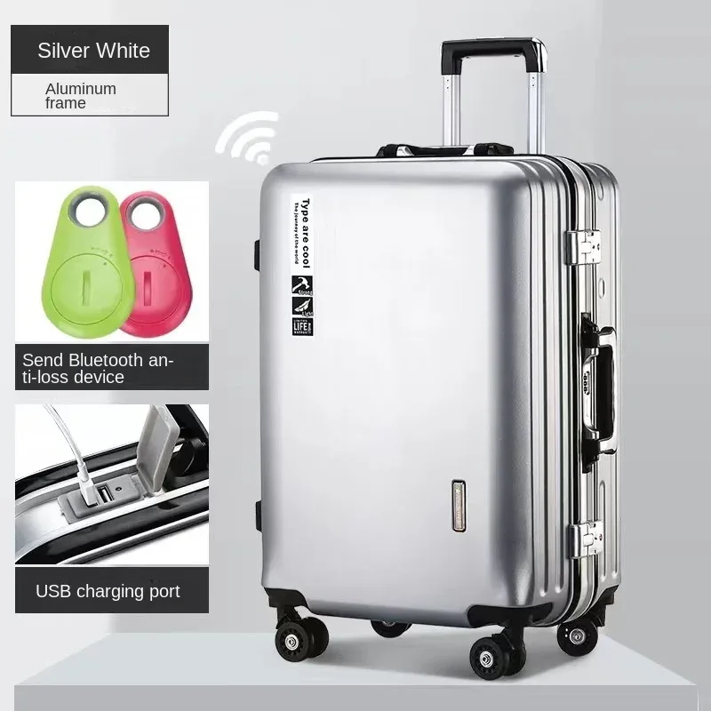 valise à main avec cadre en aluminium, 20 22 24 28 pouces, bagage roulant, cabine de voyage, boîtier de chariot, sac de voyage, verrouillage par mot de passe, fermeture éclair