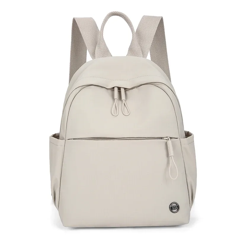 sac à dos tendance en nylon imperméable pour femmes, couleur unie, simple, loisirs, voyage, sacs à bandoulière pour adolescents