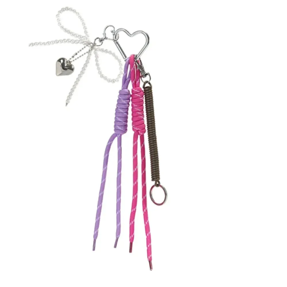 porte-clés créatif en cuir brcorporelle avec nministériels d en perles, long pompon, amour, cœur, pendentif pour sac à dos, breloques faites à la main, cadeau décoratif, y2k