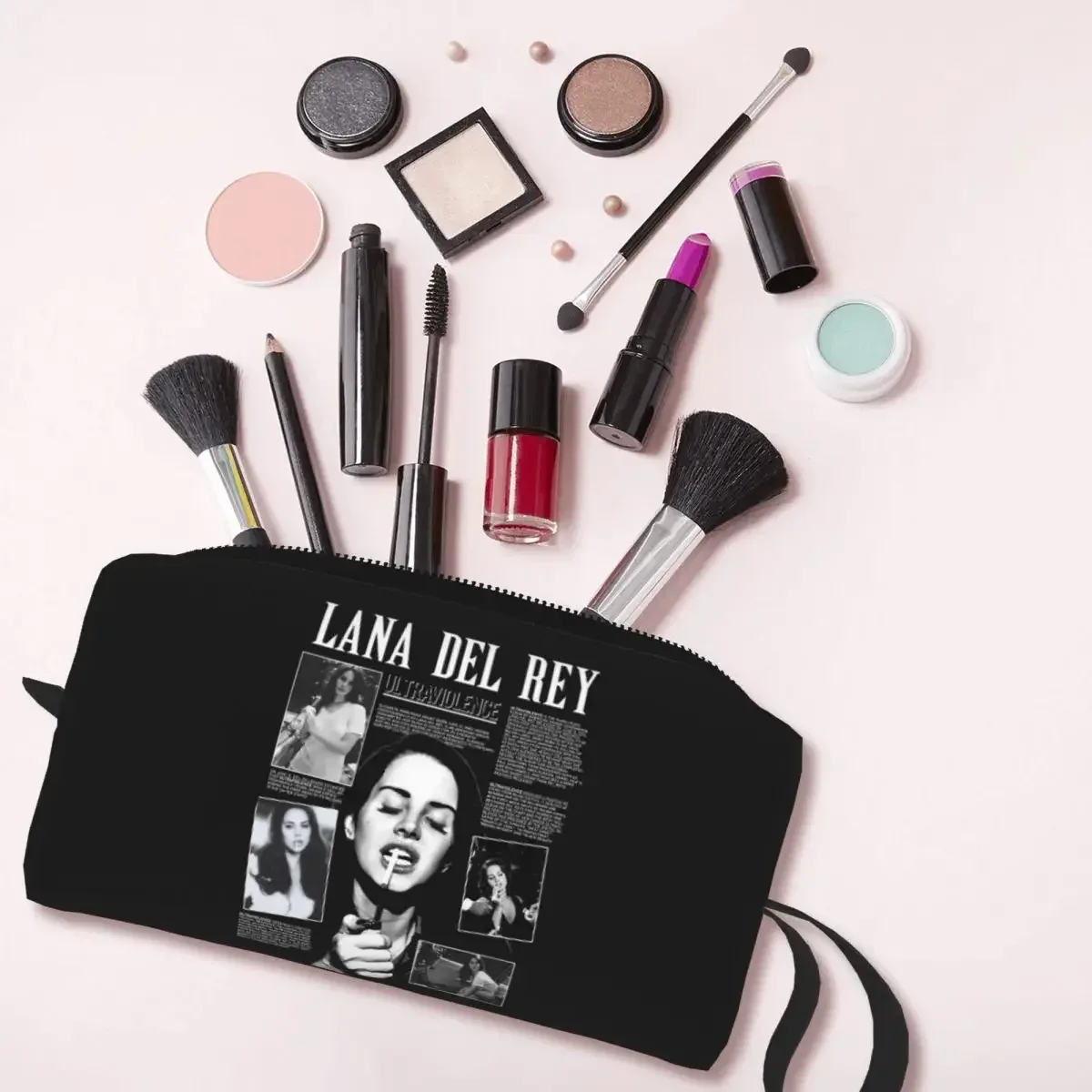 sac de maquillage singer lana del rey hip pop music, organisateur de cosmétiques, trousse de rangement, sac de voyage pour femmes, trousse à crayons