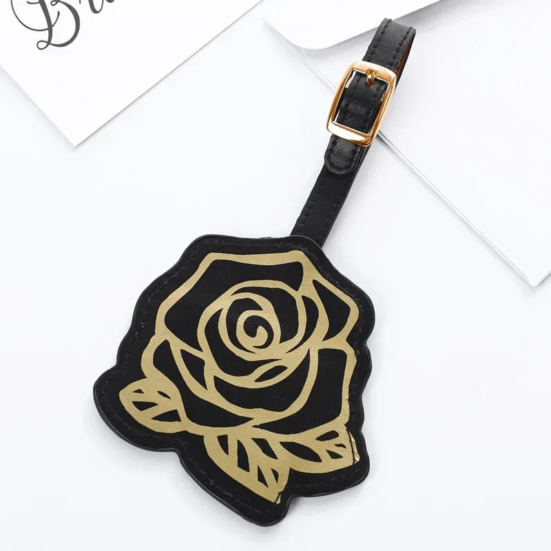 étiquette de bagage créative papillon et fleur pour femmes et hommes, étiquette portable, porte-adresse d'identification de valise, pendentif de sac, accessoires de voyage