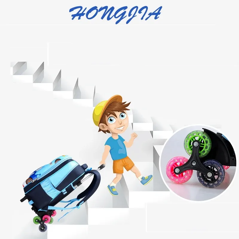 cartable à roulettes pour enfants, sac à dos à roulettes pour enfants, sac à roulettes pour étudiants, style voiture pour garçons