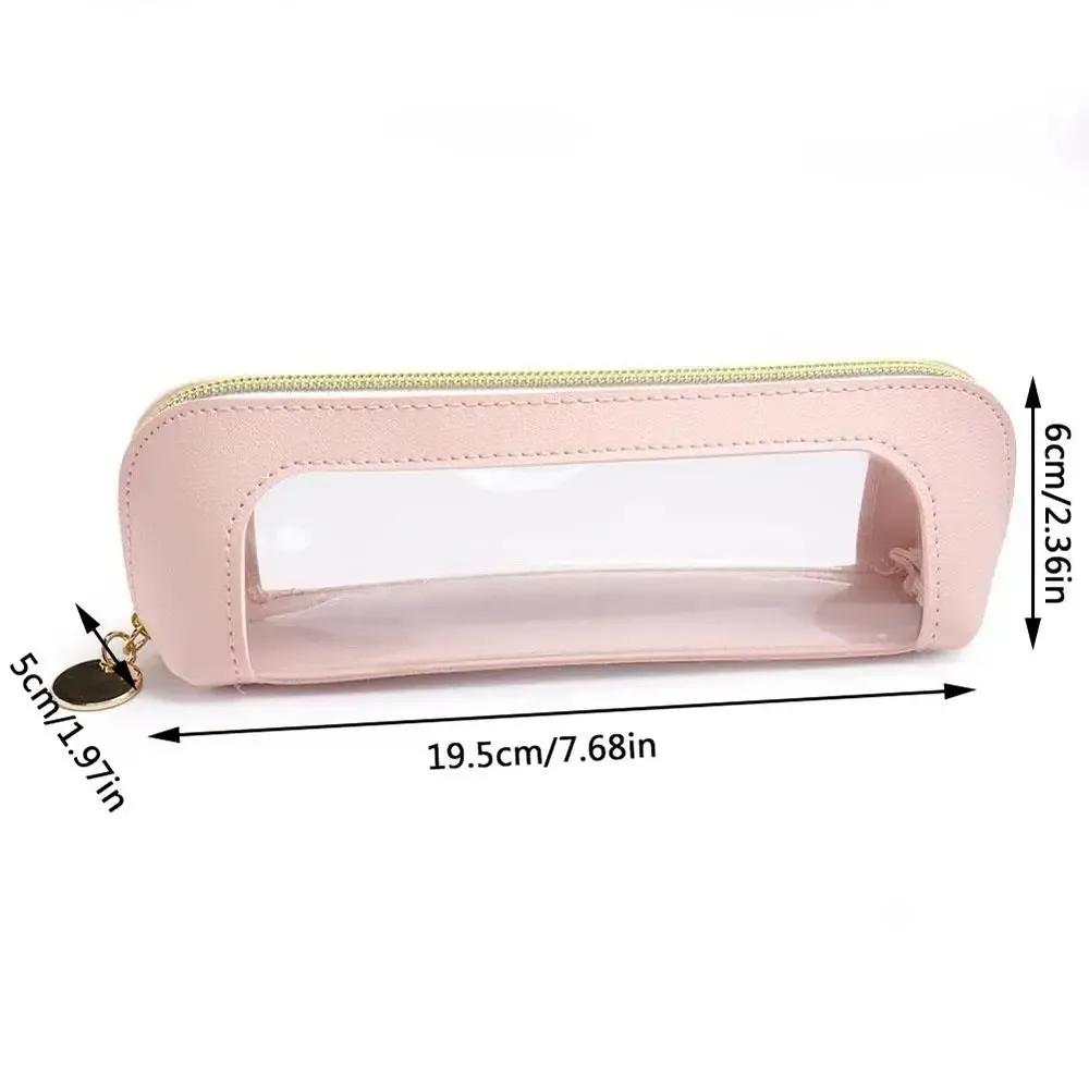 ins – trousse de maquillage transparente japonaise de grande capacité, pochette de toilette de voyage en cuir pu solide, sac de rangement portable pour pinceaux de maquillage