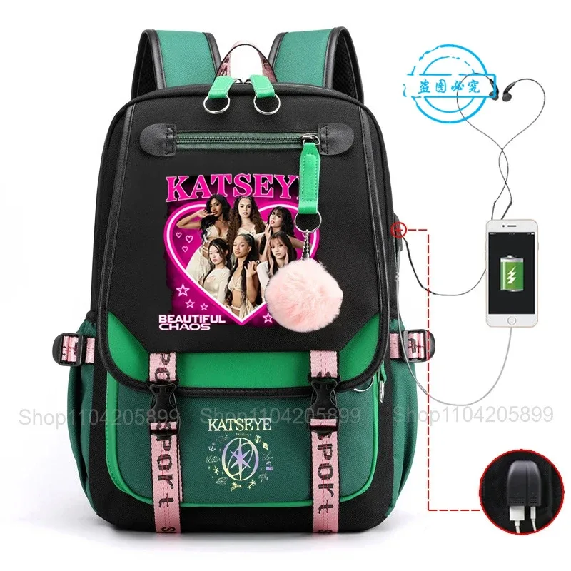sac à dos katseye kpop mochila pour garçons et filles, sac d'école, sac de voyage quotidien, sac à dos décontracté pour ordinateur portable