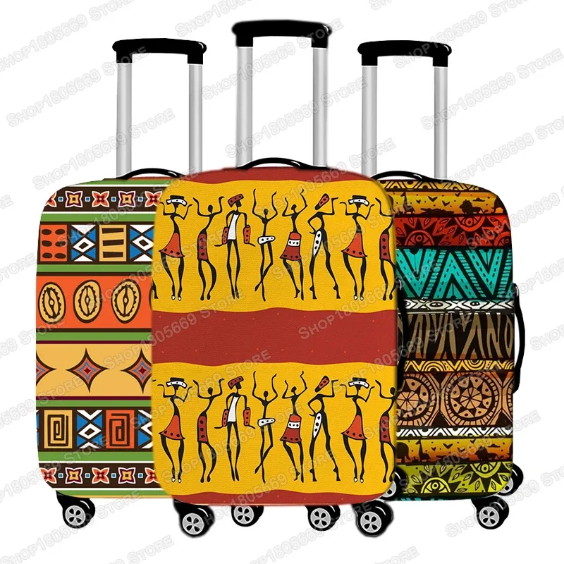 Housse de bagage imprimée à motif Afro pour voyage, housse de valise marron pour femmes africaines, housse de protection élastique pour chariot de voyage