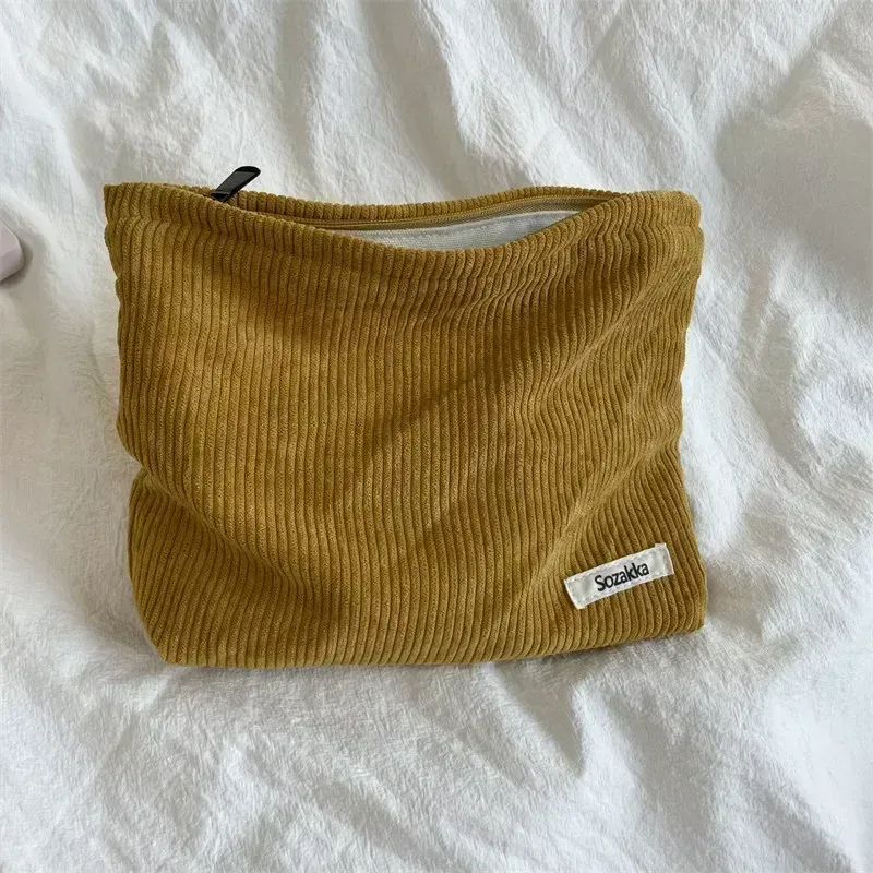 grands sacs à cosmétiques doux pour femmes, trousse de toilette de maquillage, trousse de maquillage de voyage à la mode, trousse de rangement pour crayons et pinceaux en velours côtelé