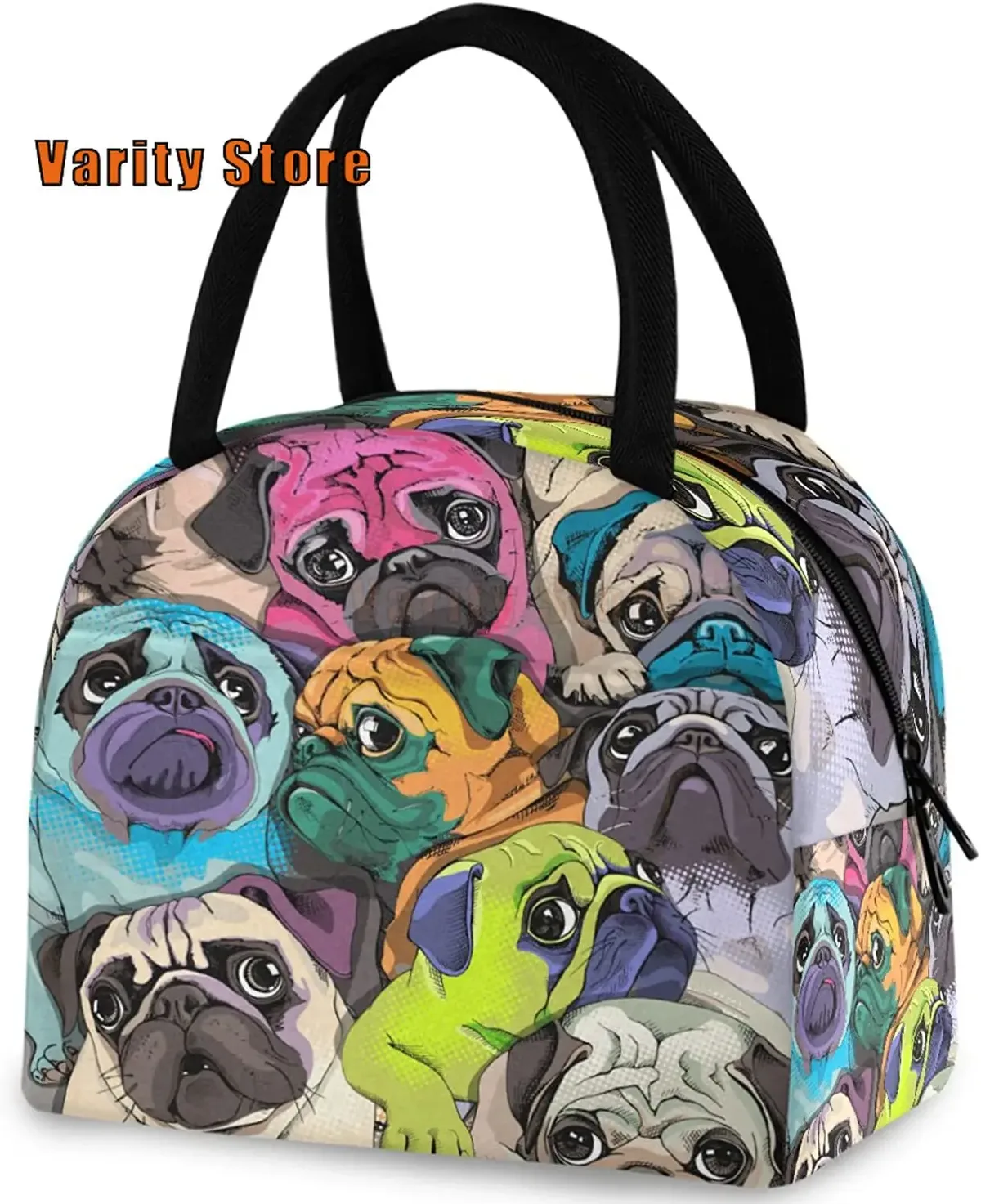 pop art pdpdogs-sac fourre-tout à déjeuner réutilisable avec poche avant, sac isotherme thermique isolé pour l