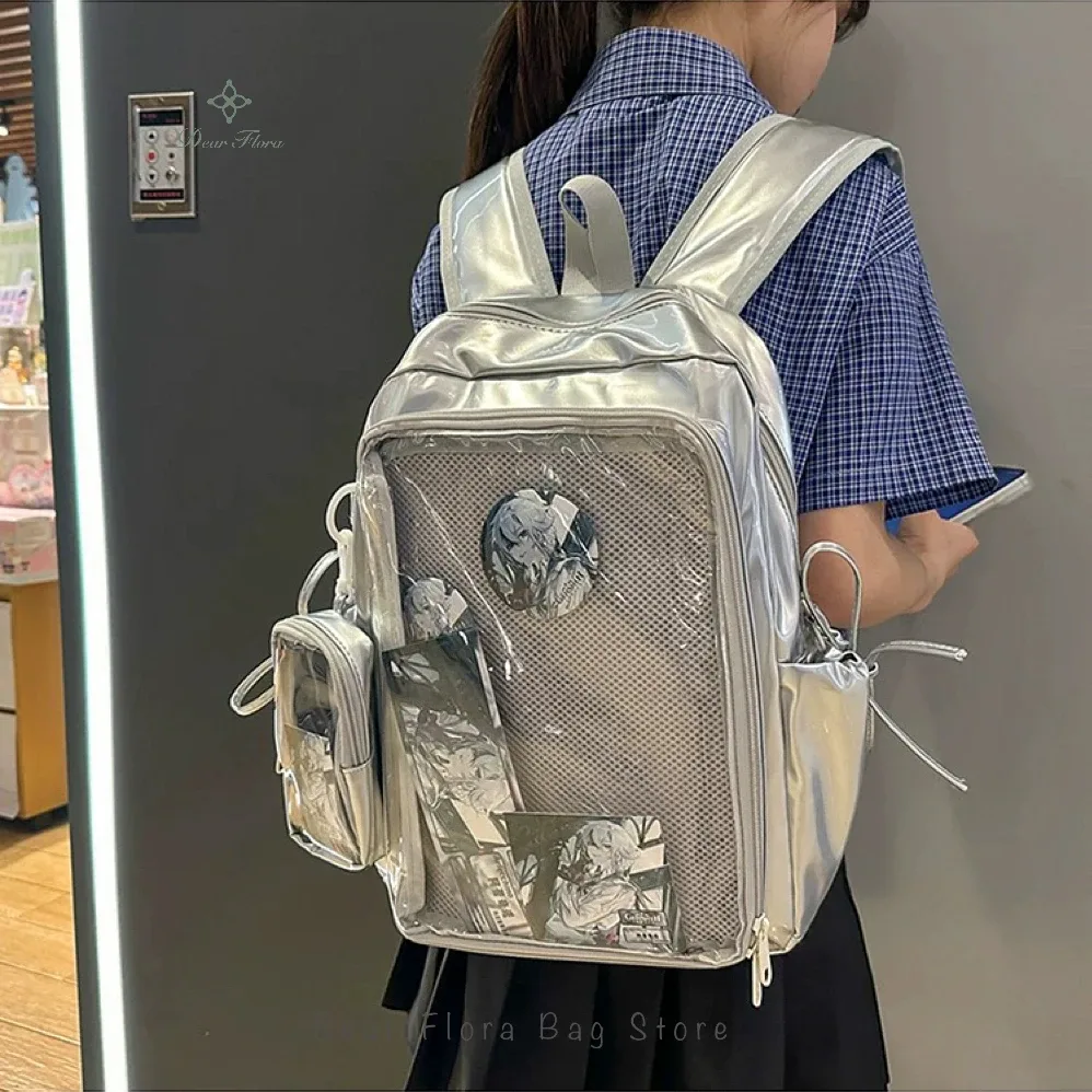 nouveau y2k mignon ita sac à dos étudiants grande capacité sac à dos décontracté fille transparent bricolage affichage sac à dos à la mode voyage cartables