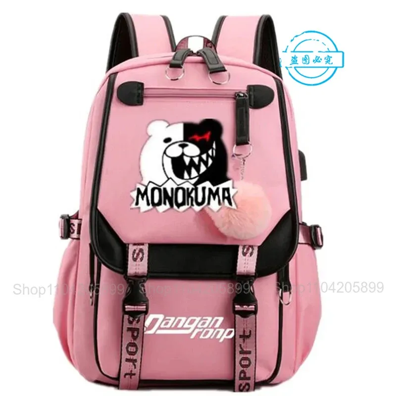 sac à dos danganronpa anime mochila, sac d'école pour étudiants, sac de voyage avec port usb, sacoche décontractée pour ordinateur portable, grand sac messager, cadeau