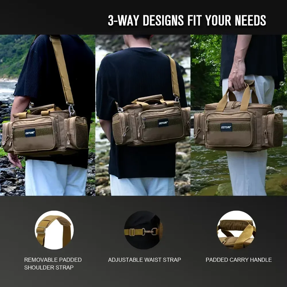 sac de voyage tactique en toile imperméable, sac à main multifonctionnel pour le camping, la randonnée, la pêche, sac à bandoulière, sac de voyage