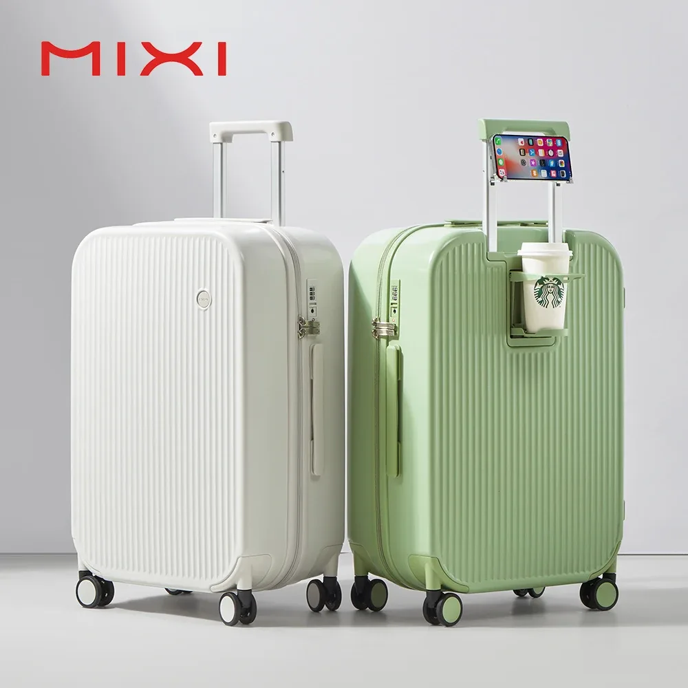 valise à roulettes mixi avec porte-gobelet et support pour téléphone, coque rigide, valise de voyage avec roul