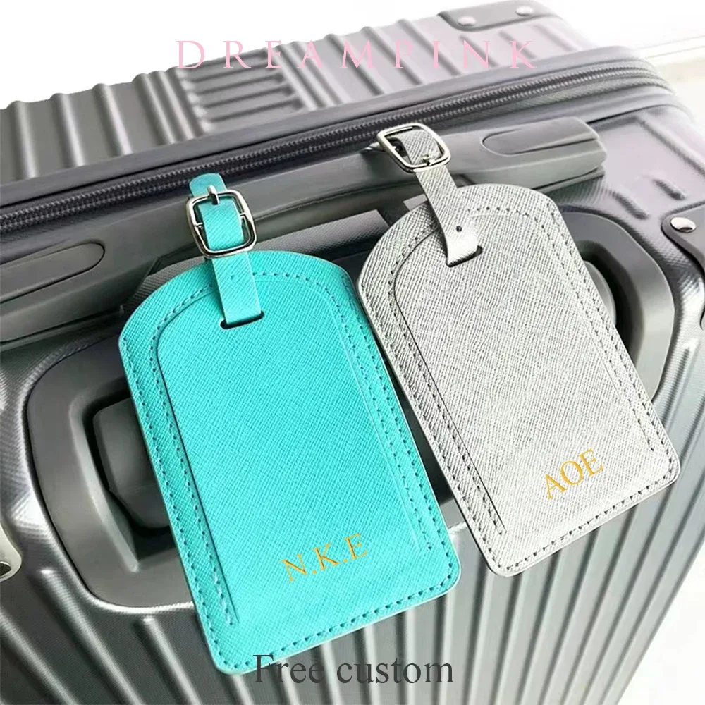 Lettres personnalisées Saffiao étiquette de bagage en cuir PU vente en gros personnaliser initial accessoires de voyage femmes hommes valise étiquette de carte de nom