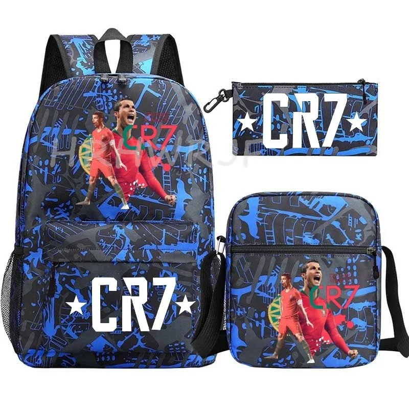 ensemble de sacs à dos imprimés sports cr7 pour adolescents, sacs d'école décontractés adaptés aux garçons et aux filles, mochilas de voyage légères