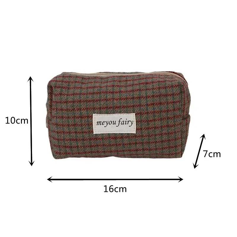 sac de rangement de voyage rétro à carreaux pour cosmétiques, trousse de toilette, rouge à lèvres, soins de la peau, sacs à main de maquillage pour filles, trousse à crayons, 2025