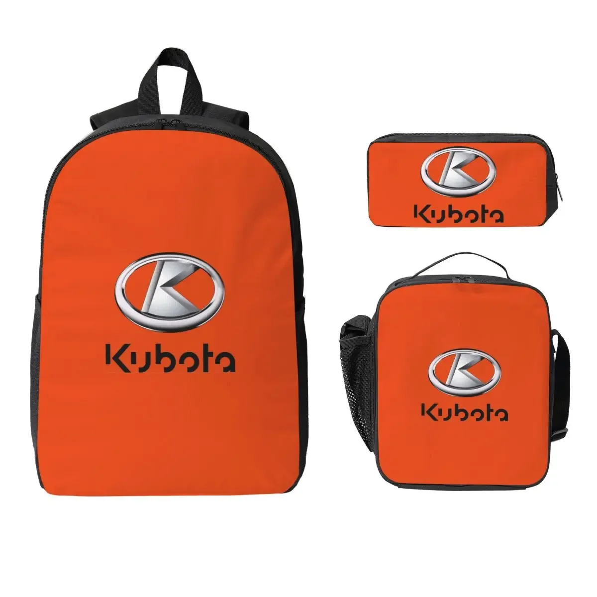 kubota tracteur sac à dos étudiant garçons filles bookbag sac d'école ordinateur sacs à bandoulière 3ps sac à déjeuner isolé trousse à crayons