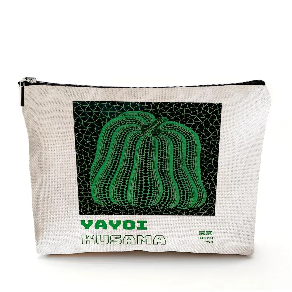 yayoi kusama pochette de maquillage japonais pop art à pois art design floral étui à cosmétiques mode dame beauté sac de rangement à la mode