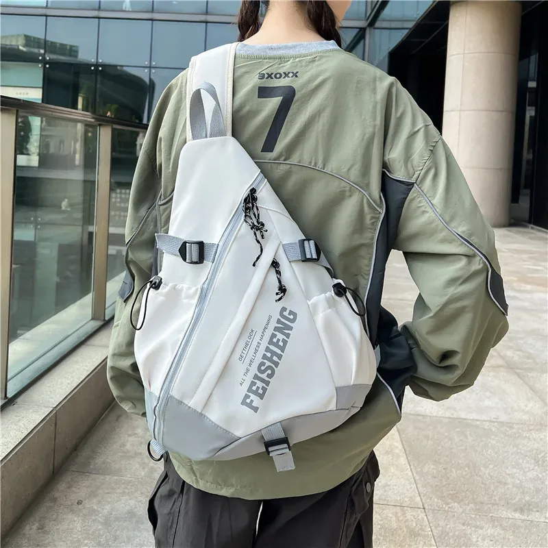 techwear style extérieur moto sport sac à dos à bandoulière unique unisexe hip hop multifonction sac de poitrine sac à bandoulière tactique