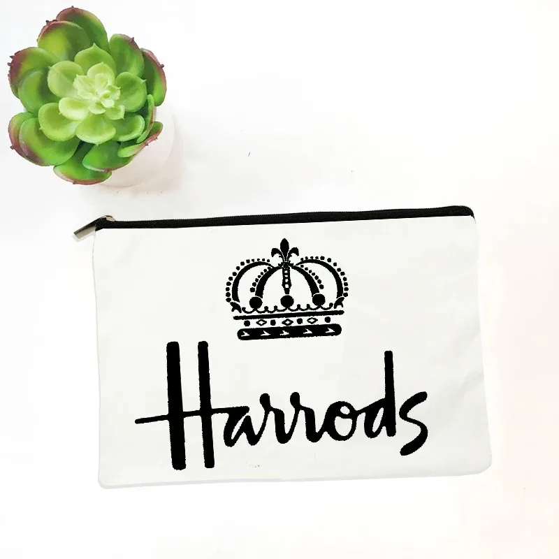 organiseur de maquillage harrods, trousse de toilette en toile, pochette de voyage à fermeture éclair, petite pochette portable