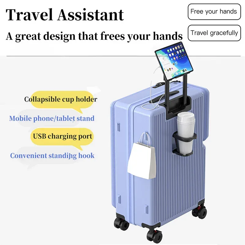 valise de voyage à ouverture latérale 2025 – nouvelle grande capacité, multifonctionnelle, extensible, bagage à main 20 pouces