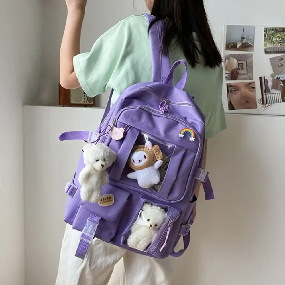sac à dos d'école en nylon imperméable pour adolescents, sac à dos de grande capacité, sac à dos de voyage pour garçons et filles, sac à dos simple pour étudiants