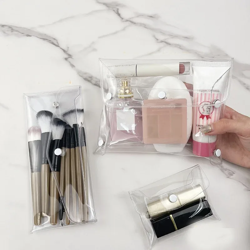 trousse de maquillage transparente, organisateur, sacs à cosmétiques, étui à brosses portable de voyage, ensemble de rangement, stylo transparent en pvc, lavage de toilette de bain
