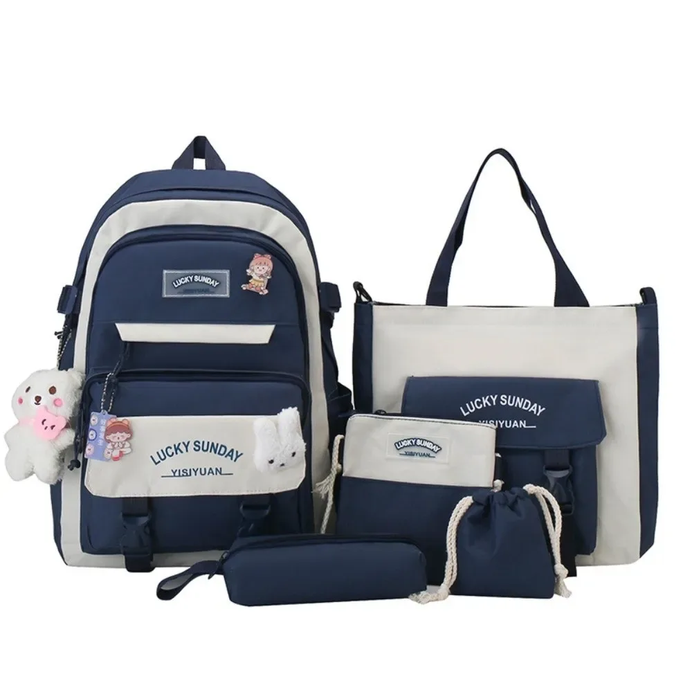 ensemble de 5 sacs à dos mignons de grande capacité, sac à bandoulière respirant à boucle, sac d'école multifonctionnel pour étudiants