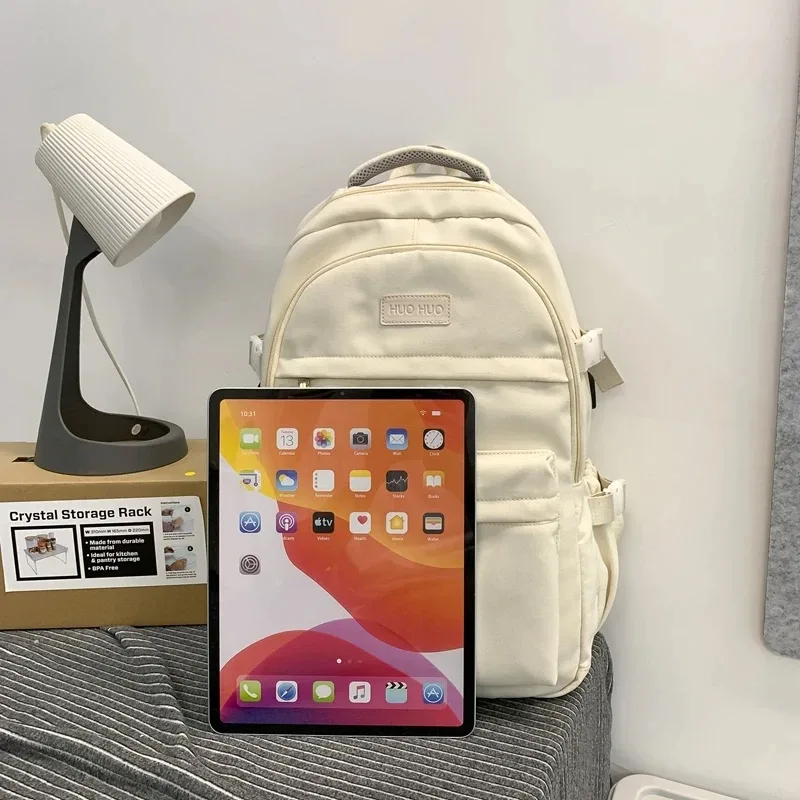 sacs d'école en toile de style collégial pour filles, cartable solide pour lycéens, version coréenne, sac à dos pour ordinateur portable pour femmes et garçons