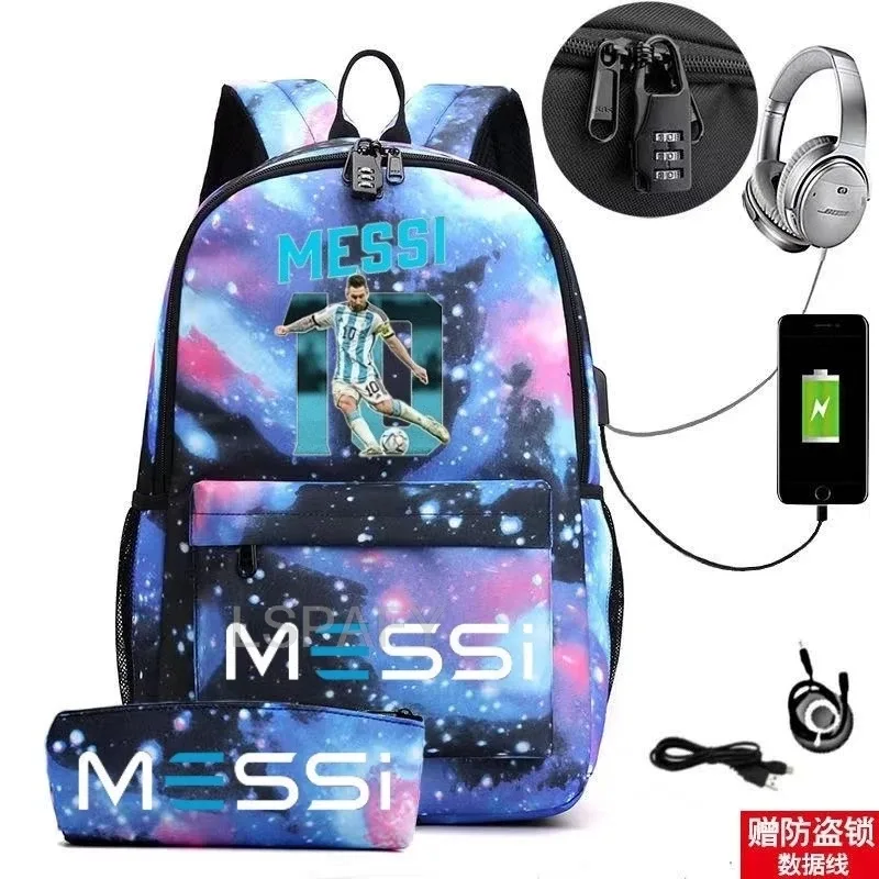 sac à dos messi tendance avec port usb antivol, grande capacité, pour femmes, hommes, adolescents, sacs d'école décontractés pour lycéens, mochilas