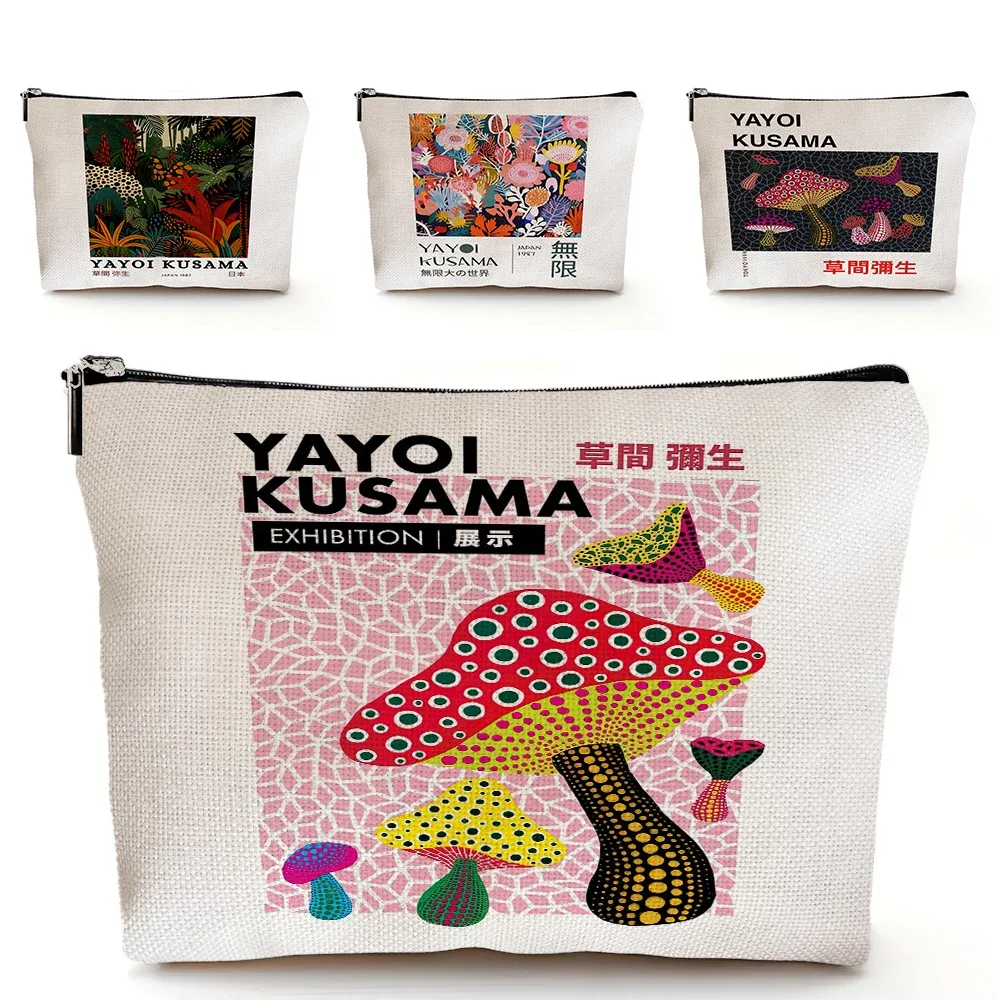 yayoi kusama dame sac à main de mariage sacs de maquillage art japonais fille sac cosmétique double impression femmes organisateur de voyage portefeuille enfant