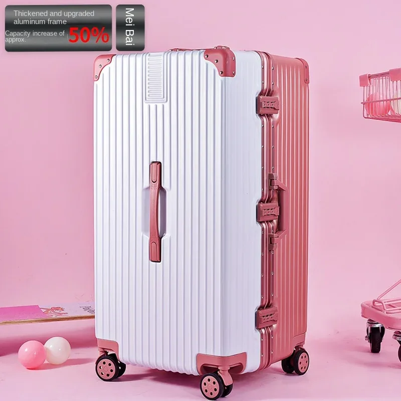 valise de voyage épaisse pour bagages unisexe extra large de 60/100 pouces, avec serrure tsa de grande capacité, boîtier de chariot, cadre en aluminium à fermeture éclair