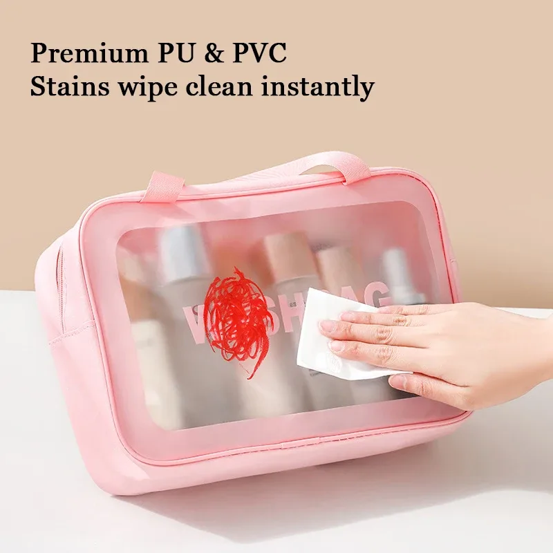 pochette de toilette imperméable en pu, sac à cosmétiques portable, sac de bain transparent pour bébé, sac de rangement pour la natation et les voyages