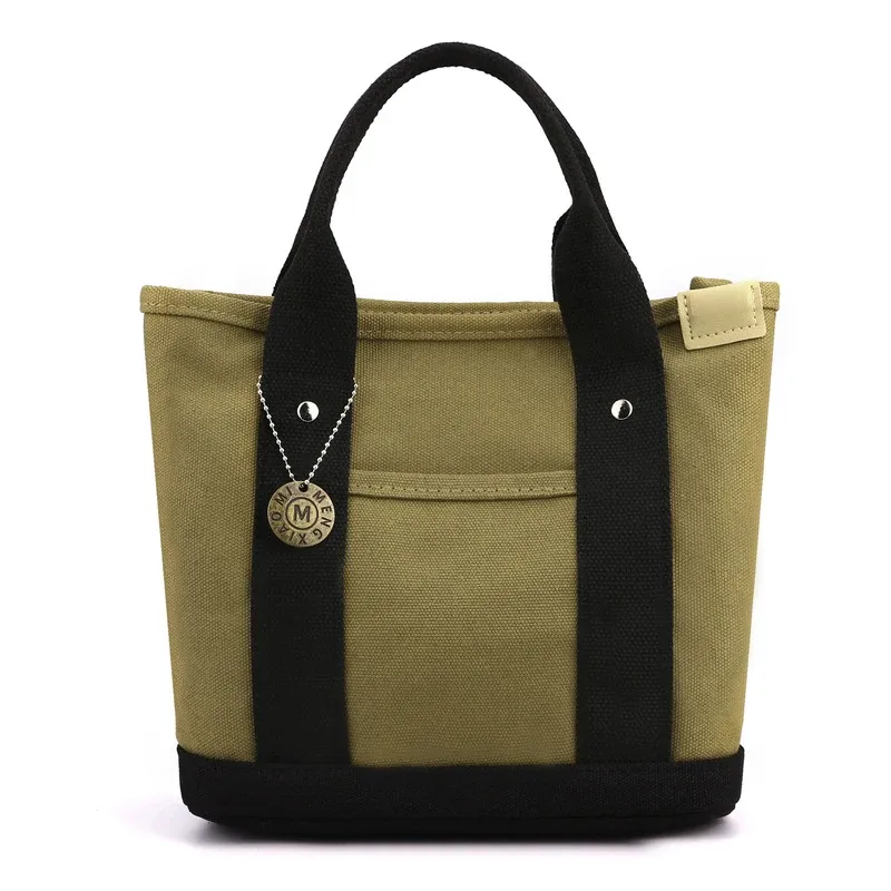 sac fourre-tout en toile portable de grande capacité, sac seau à bento pour déjeuner de loisirs, sac à main multi-divisé